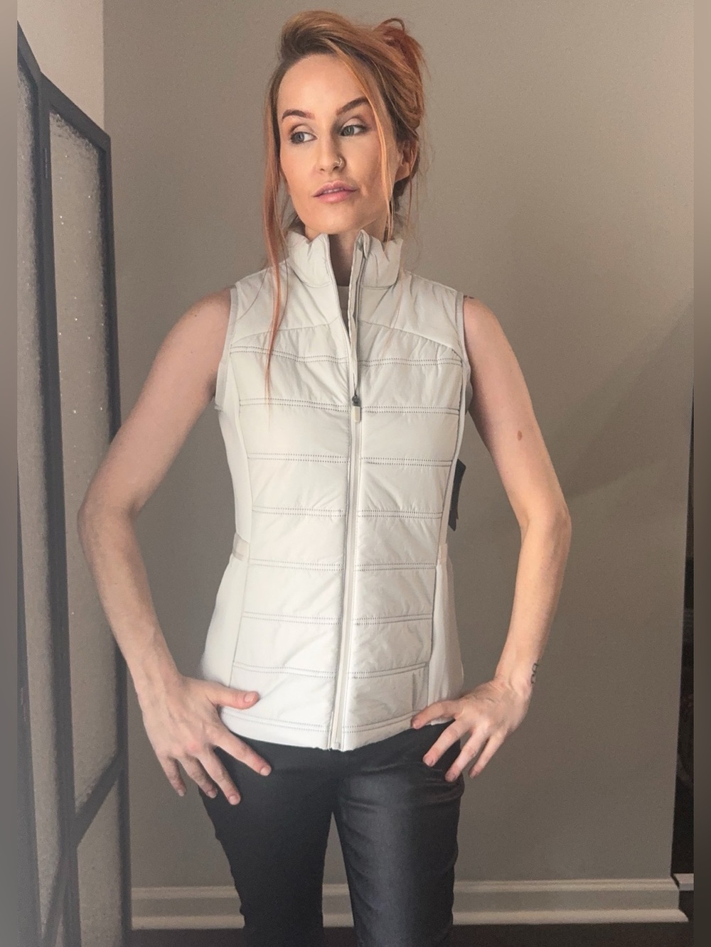 Avia Light Gray Quilted Sleeveless Puffer Vest S NWT